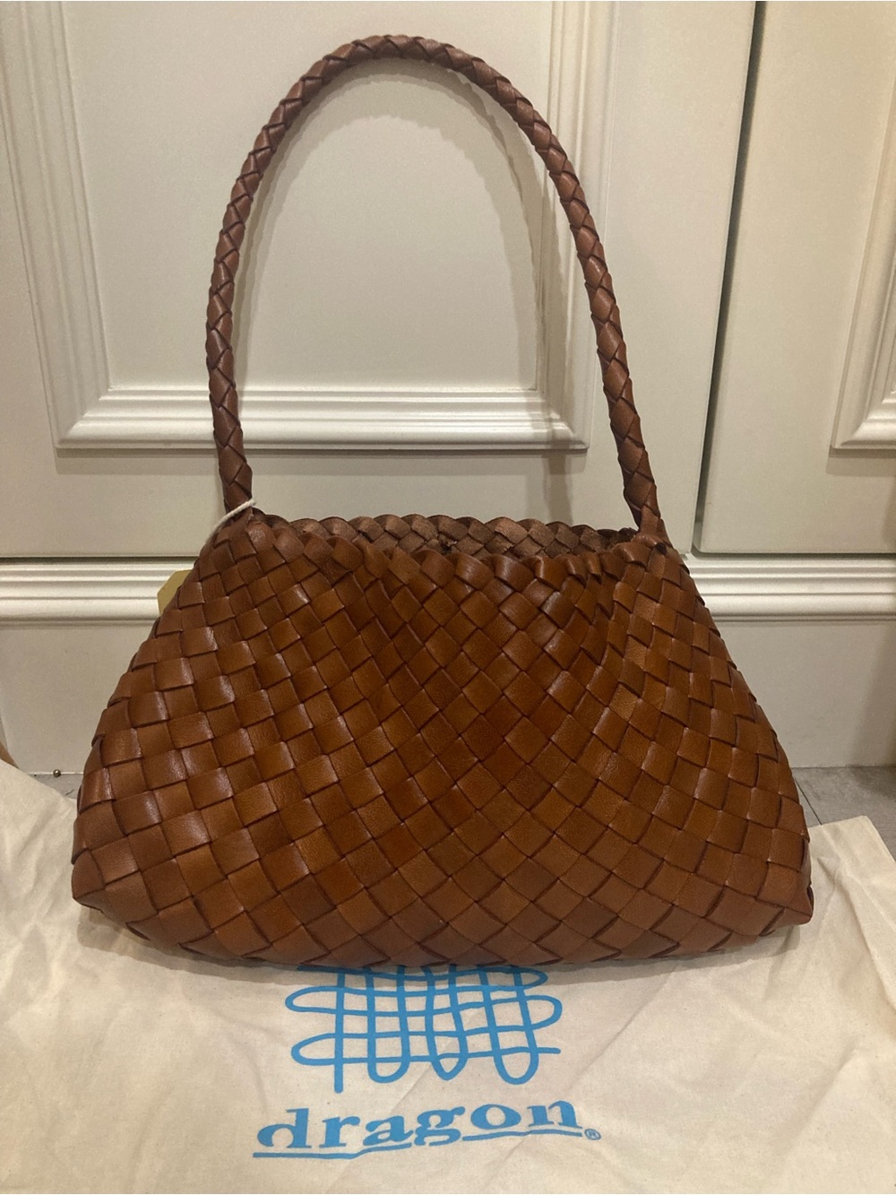 Dragon Diffusion Woven Shoulder Bag in Chestnut Brown 8943 - Picture 13 of 14